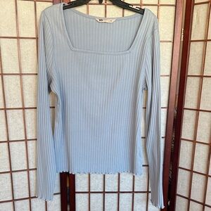 SO Blue Ribbed Long Sleeve Top Size XXL